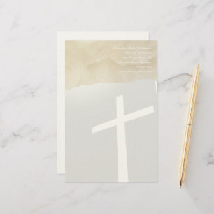Christian Cross Stationery On Grey Briefpapier
