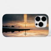 Christian Cross Sunset Reflection iPhone Case (Achterkant (horizontaal))
