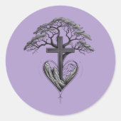 Christian Cross Tree Mountain Heart Sticker (Voorkant)