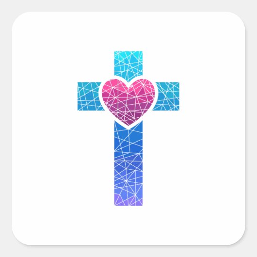 Christian Cross Vierkante Sticker (Voorkant)