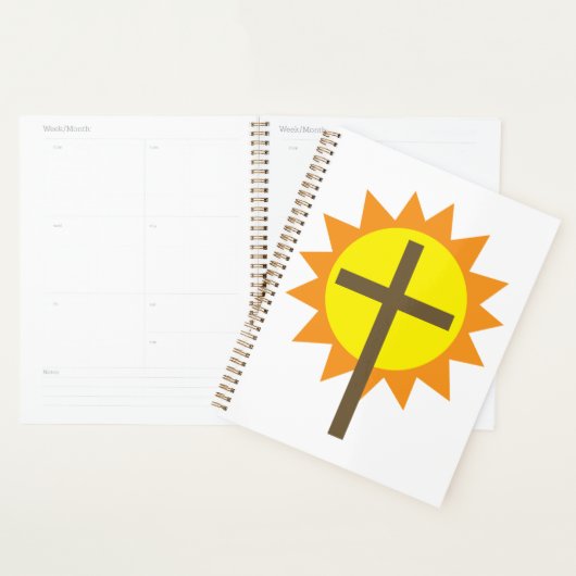 Christian Cross with Yellow Sun and Orange Rays Planner (Display)