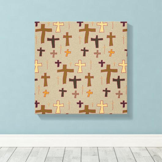 Christian Crosses on Neutral background Canvas Afdruk (Insitu (Houten vloer))