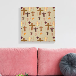Christian Crosses on Neutral background Canvas Afdruk