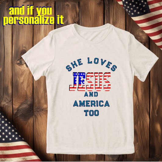 Christian custom template loves Jesus and America Tri-Blend Shirt