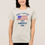 Christian custom template loves Jesus and America Tri-Blend Shirt (Voorkant)