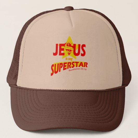Christian Custom Trucker Cap Jesus is my Superstar (Voorkant)