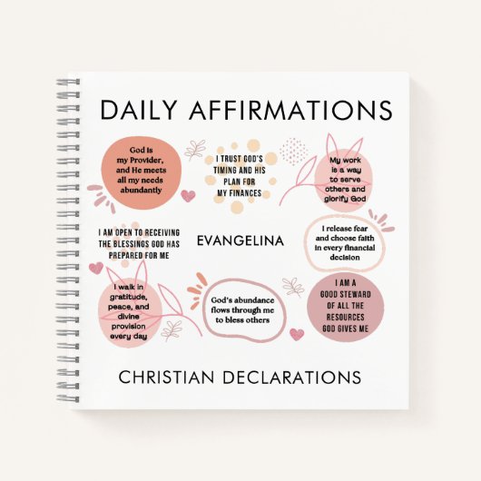 Christian Declarations Daily Affirmations Prayer Notitieboek (Voorkant)