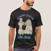 Christian Easter Bunny & Floral Cross Religious Pu T-shirt (Voorkant)