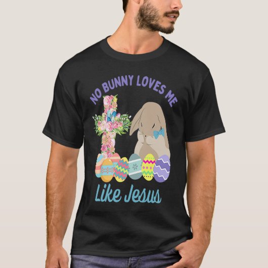 Christian Easter Bunny & Floral Cross Religious Pu T-shirt (Voorkant)