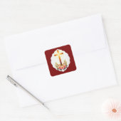 Christian Easter Cross with Flowers – Autocolante Vierkante Sticker (Envelop)