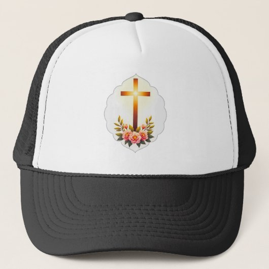 Christian Easter Cross with Flowers – boné Trucker Pet (Voorkant)