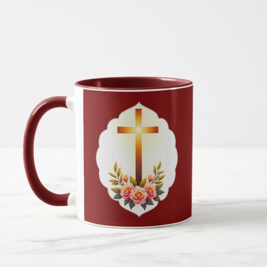 Christian Easter Cross with Flowers – caneca Mok (Links)