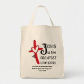 Christian Easter JESUS GREATEST LOVE John 3v16 Tote Bag (Voorkant)