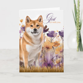 Christian Encourage Akita Dog Purple Wildflowers Kaart