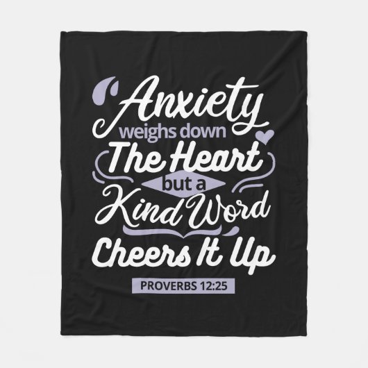 Christian Encouragement Quote – Anxiety & Kindness Fleece Deken (Voorkant)