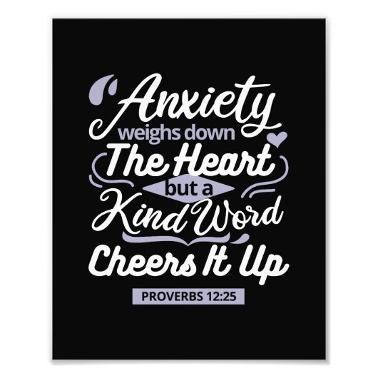 Christian Encouragement Quote – Anxiety & Kindness Foto Afdruk (Voorkant)