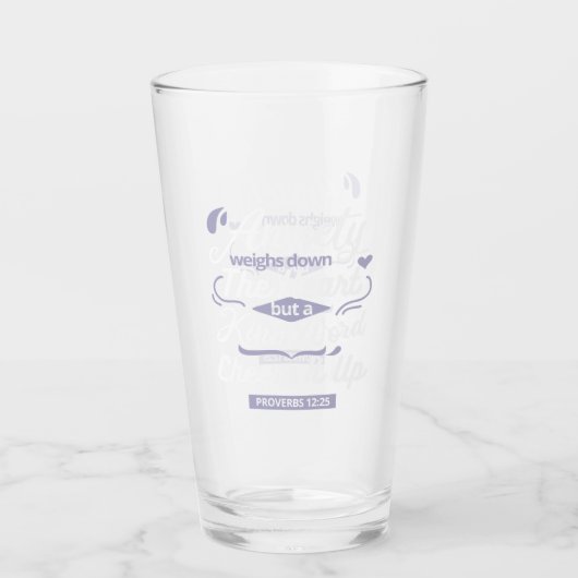 Christian Encouragement Quote – Anxiety & Kindness Glas (Voorkant)