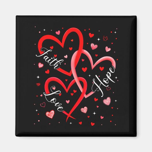Christian Faith Hope Love Hearts Religious Valenti Magneet (Voorkant)