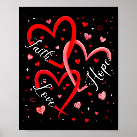 Christian Faith Hope Love Hearts Religious Valenti Poster (Voorkant)