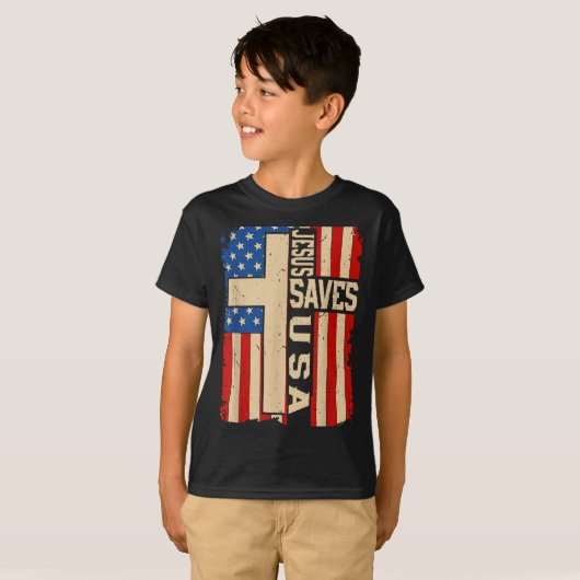 Christian Faith Jesus Save Usa Patriotic American T-shirt (Voorkant volledig)