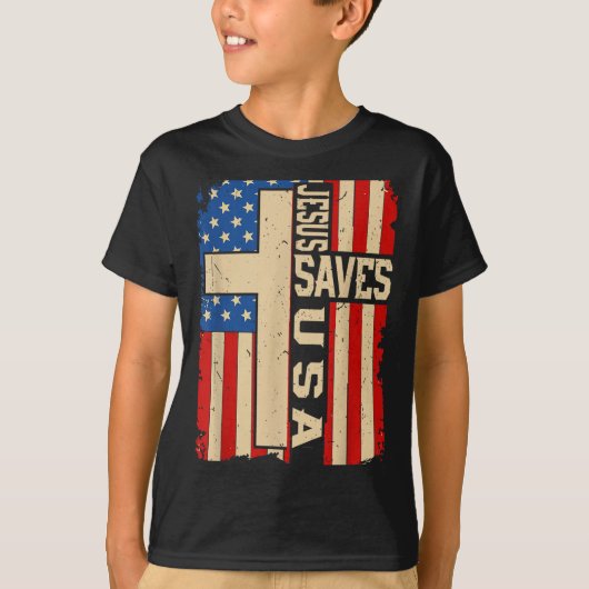 Christian Faith Jesus Save Usa Patriotic American T-shirt (Voorkant)