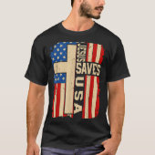 Christian Faith Jesus Save Usa Patriotic American  T-shirt (Voorkant)