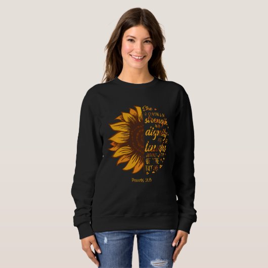 Christian Faith Love Sunflower Scripture Religious Trui (Voorkant volledig)