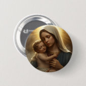 Christian Faith Pin Button | Mother Mary and Jesus (Voorkant /achterkant)