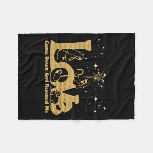 Christian Family Christmas Nativity Scene Gold T S Fleece Deken (Voorkant (Horizontaal))