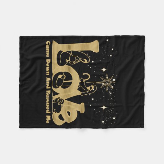 Christian Family Christmas Nativity Scene Gold T S Fleece Deken (Voorkant (Horizontaal))