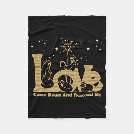 Christian Family Christmas Nativity Scene Gold T S Fleece Deken (Voorkant)