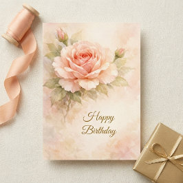 Christian Floral Birthday Card Blush Rose Kaart