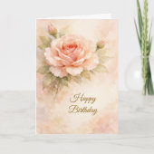 Christian Floral Birthday Card Blush Rose Kaart (Voorkant)