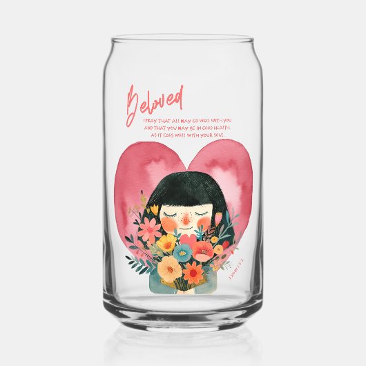 Christian Gift glass with encouraging Bible Verse Blikvorm Glas (Achterkant)