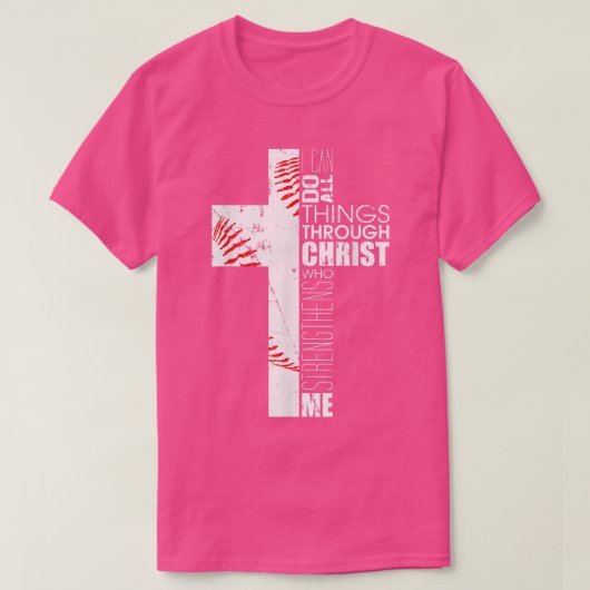 Christian Gifts Boys Baseball Religious Verse Cros T-shirt (Design voorkant)
