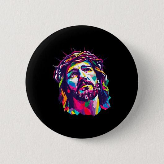 Christian God Christus Religious Believe Blessed F Ronde Button 5,7 Cm (Voorkant)