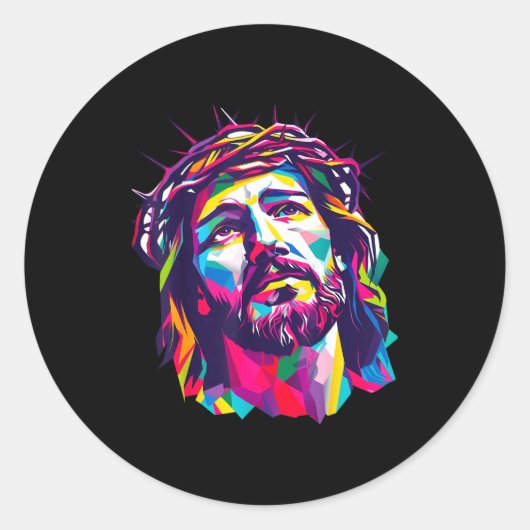 Christian God Christus Religious Believe Blessed F Ronde Sticker (Voorkant)