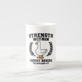 Christian Goose Mug – “Strength Within, Christ Bes Porselein Kop (Voorkant)