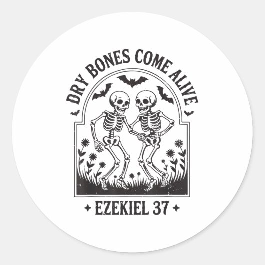 Christian Halloween Dry Bones Come Alive Funny Jes Ronde Sticker (Voorkant)