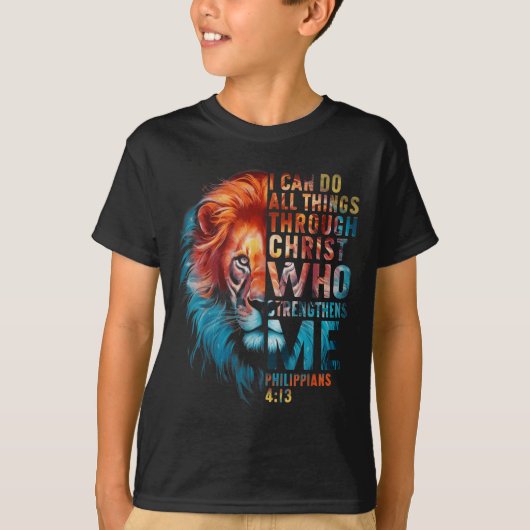 Christian I Can Do All Thing Through Christ Lion F T-shirt (Voorkant)