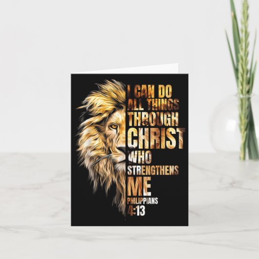 Christian I Can Do All Things Through Christ Lion  Kaart (Voorkant)