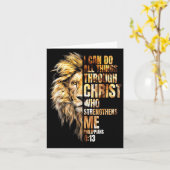 Christian I Can Do All Things Through Christ Lion  Kaart (Gele Bloem)