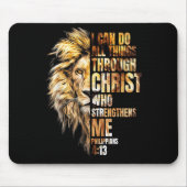 Christian I Can Do All Things Through Christ Lion Muismat (Voorkant)