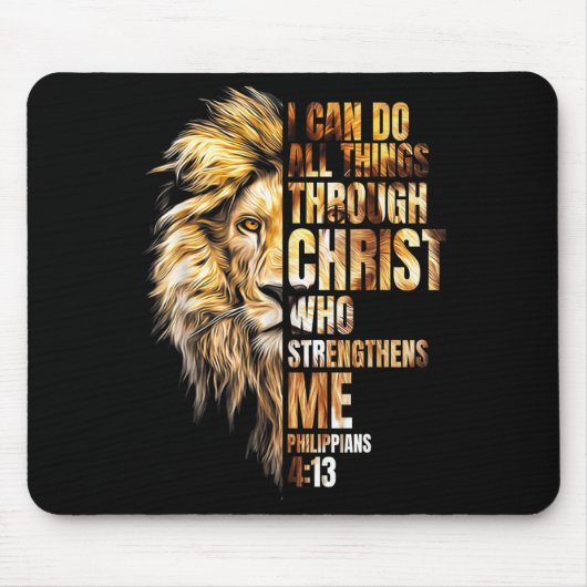Christian I Can Do All Things Through Christ Lion Muismat (Voorkant)