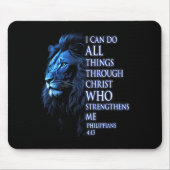 Christian I Can Do All Things Through Christ Lion Muismat (Voorkant)