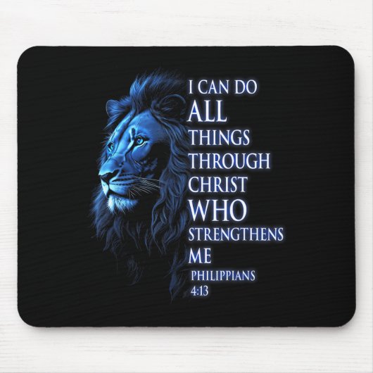 Christian I Can Do All Things Through Christ Lion  Muismat (Voorkant)