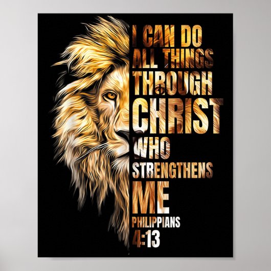 Christian I Can Do All Things Through Christ Lion  Poster (Voorkant)