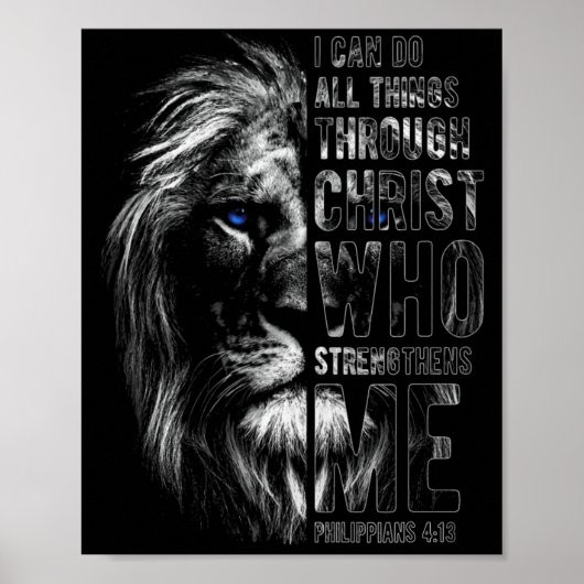 Christian I Can Do All Things Through Christ Lion Poster (Voorkant)