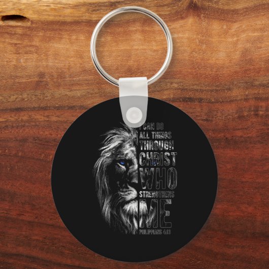 Christian I Can Do All Things Through Christ Lion Sleutelhanger (Voorkant)