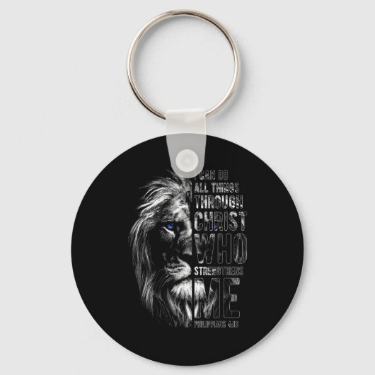 Christian I Can Do All Things Through Christ Lion Sleutelhanger (Voorkant)
